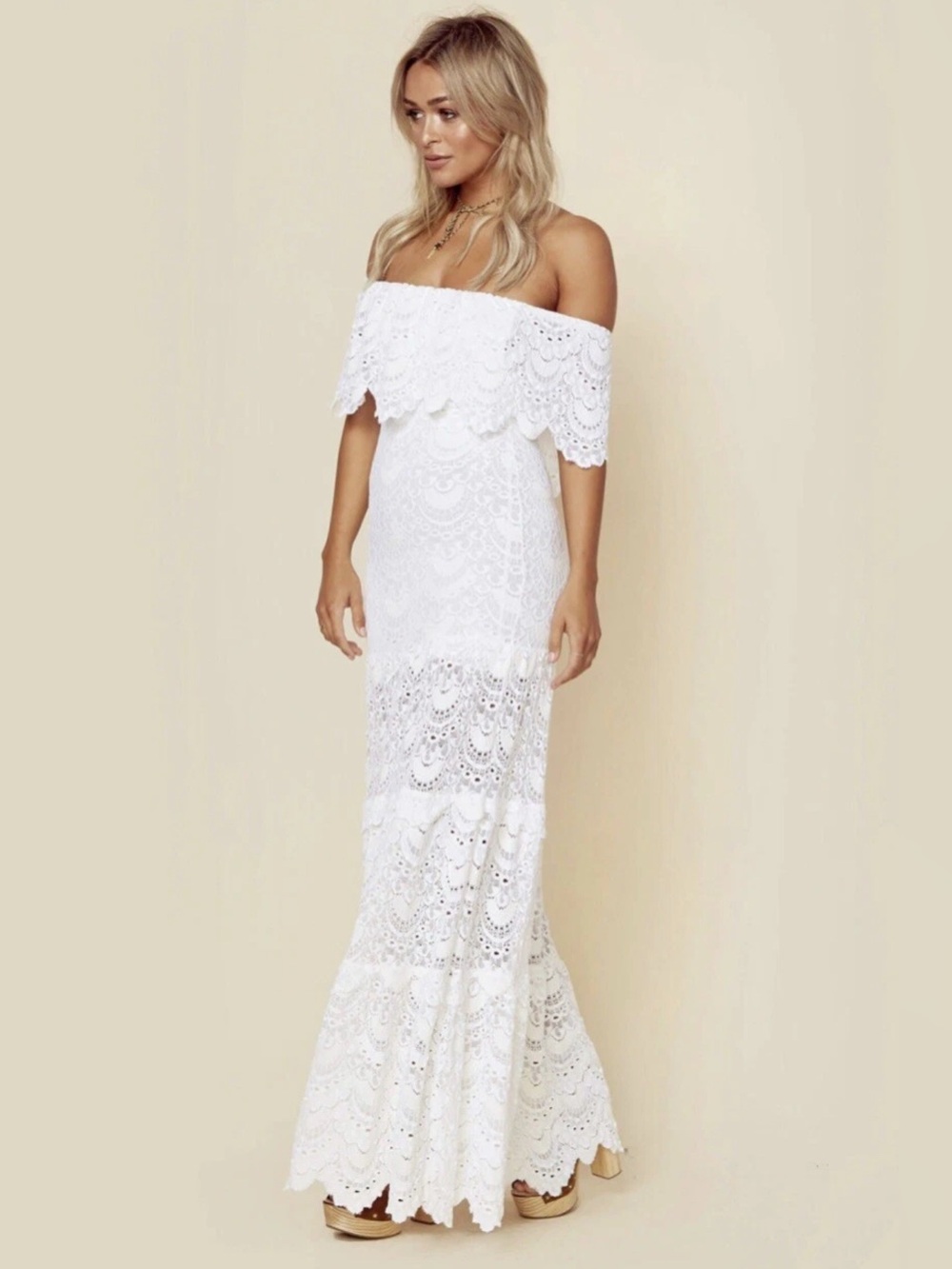 NWT SOLD OUT Revolve x Nightcap Clothing White Positano Lace Wedding Dress